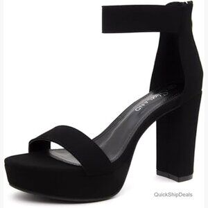 Chunky Platform Heels with Ankle Strap, Open Toe Strappy Sandals